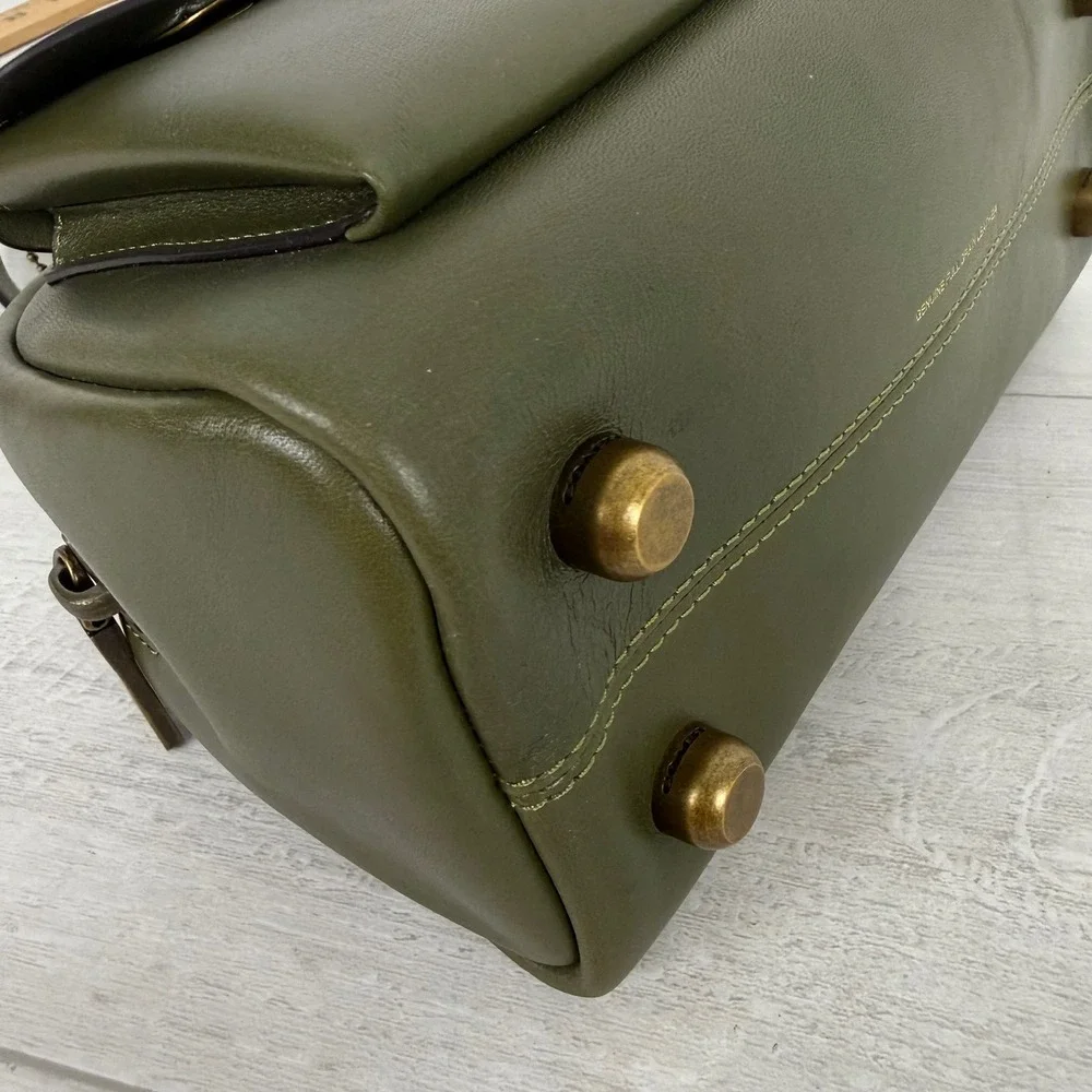 Coach The Twin Turnlock Bag 20 Small Olive Green Leather Satchel Y2K Handbag